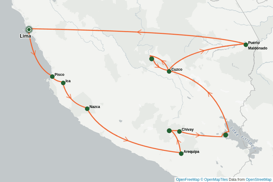 Itinerary Map image for Peru: Abenteuer in den Anden