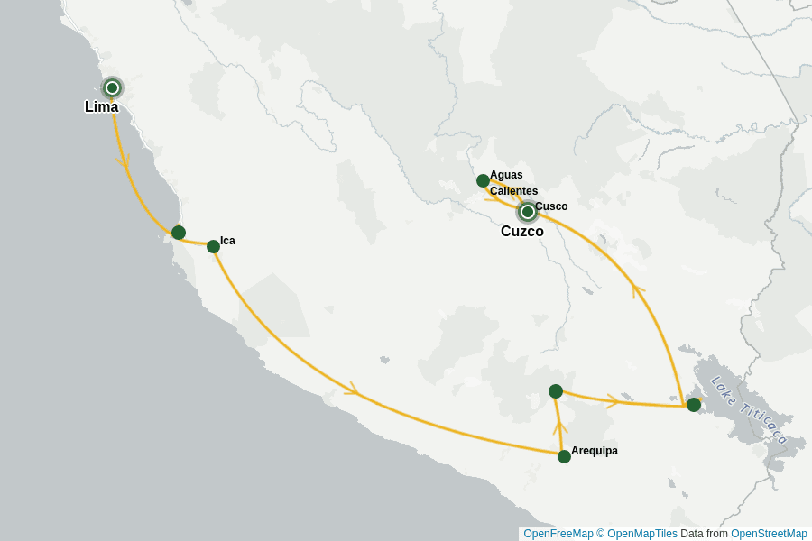 Itinerary Map image for Peru: Glanz der Anden