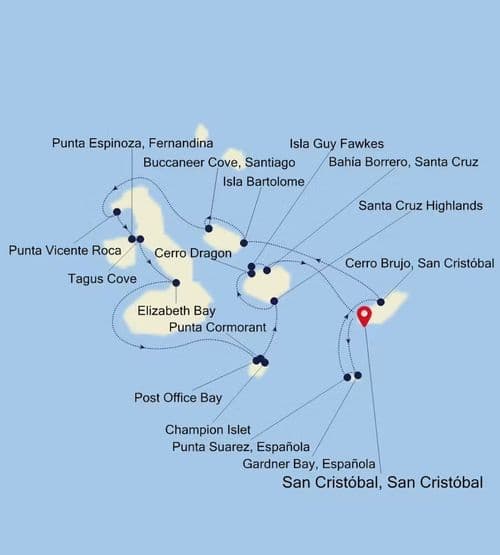 Galapagos Map Itinerary